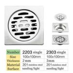 High Quality Square 4 Inch 2 Mm Thin 201 Stainless Steel Engineer Style Shower Toilet Kitchen Floor Drain