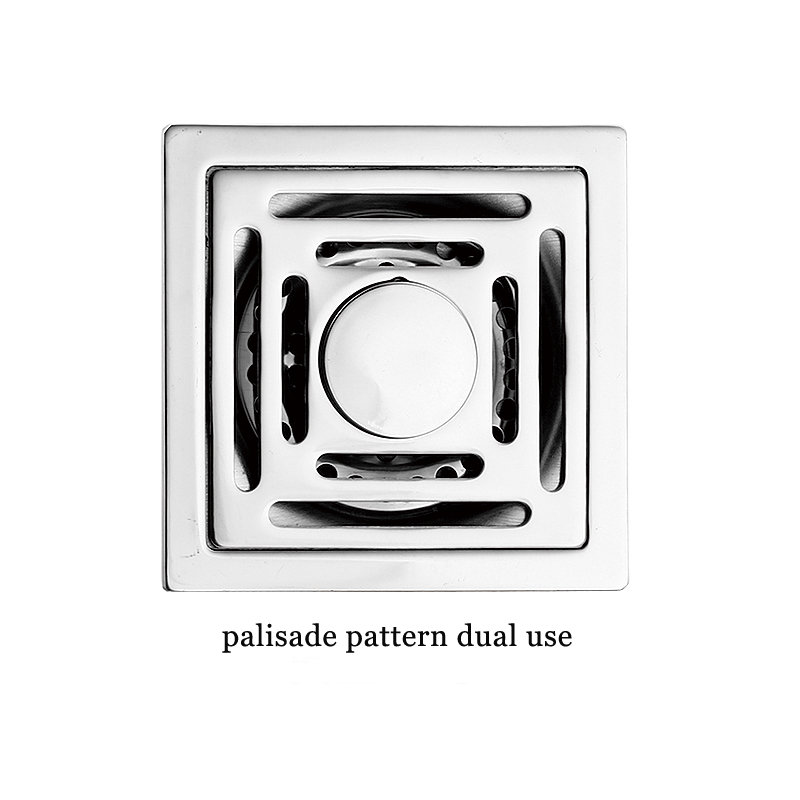 方形6mm厚 4 英寸 201 不锈钢苹果图案浴室淋浴地漏带铜防臭自密封芯