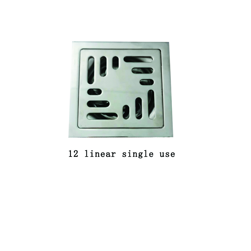 方形6mm厚 4 英寸 201 不锈钢苹果图案浴室淋浴地漏带铜防臭自密封芯