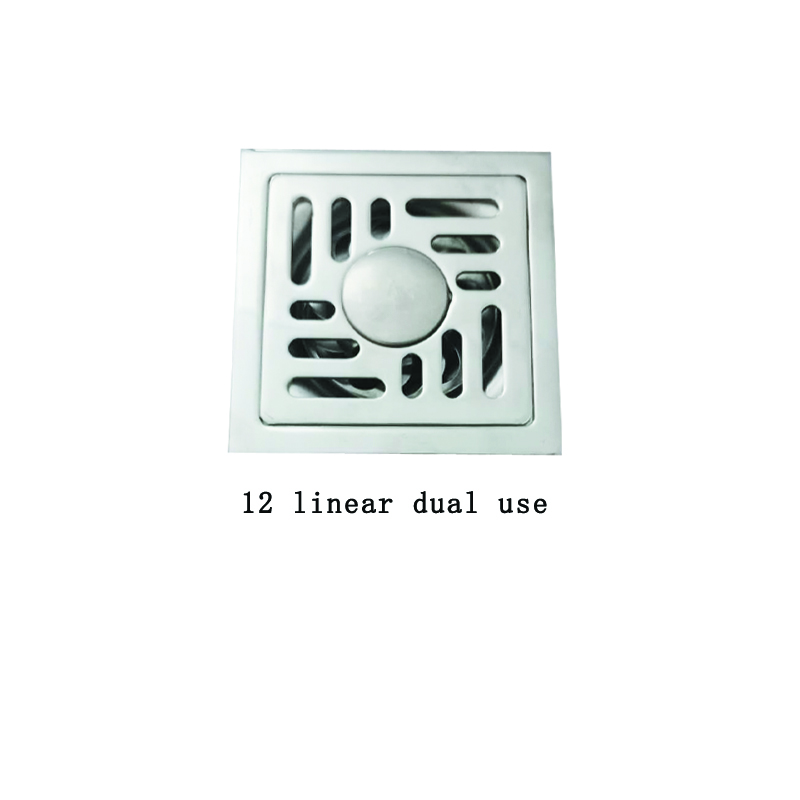 方形6mm厚 4 英寸 201 不锈钢苹果图案浴室淋浴地漏带铜防臭自密封芯