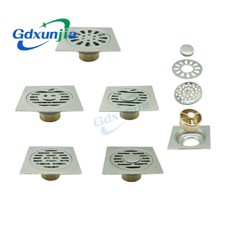 Square Light 4 Inch 2 Mm 3 Mm Thick Garage Floor Drain Cover with Brass Magnetic Self Seal Core