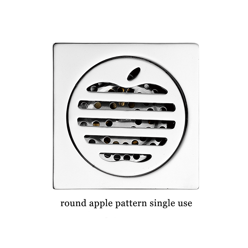 Hot Square 6mm Thick 4 လက်မ 201 Stainless Steel Round Apple Pattern Bathroom Shower Brass Anti Odor Floor Drain with Bayonet —XINZHIJIA/XUNJIA