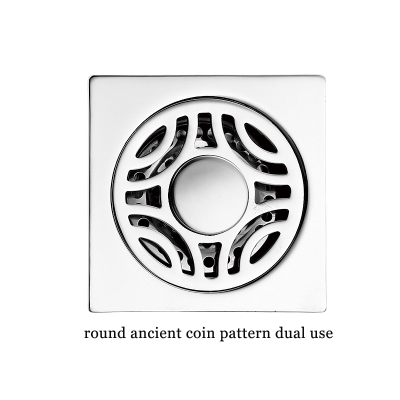 Hot Square 6mm Thick 4 လက်မ 201 Stainless Steel Round Apple Pattern Bathroom Shower Brass Anti Odor Floor Drain with Bayonet —XINZHIJIA/XUNJIA