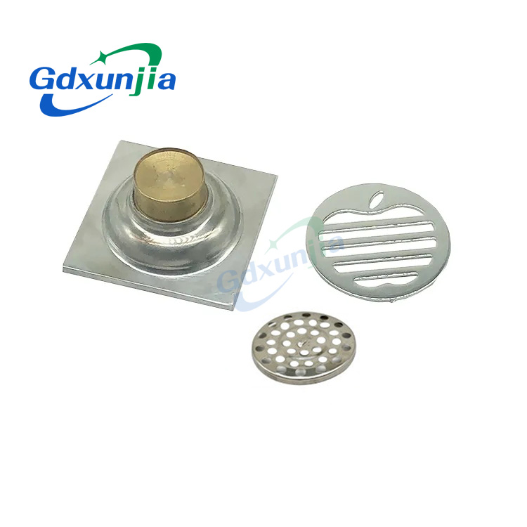 Hot Square 6mm Thick 4 လက်မ 201 Stainless Steel Round Apple Pattern Bathroom Shower Brass Anti Odor Floor Drain with Bayonet —XINZHIJIA/XUNJIA