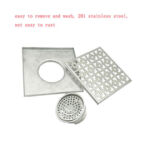 20*20 cm 2 Mm Thickening 304 Stainless Steel Square pem teb drain nrog common Odor loj flow Core