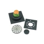 Дүң кош 6 мм калың 4 Дюйм чарчы кара 201 Дат баспас болоттон жасалган жуунучу бөлмөлүү душ пластмасса