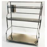 Xunjia/xinzhijia – Einfach zu installieren 3 Schichten von 30 cm 201 Vertikales Aufbewahrungsregal für Gewürz- und Essstäbchen aus Edelstahl für die Küche