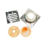 Square Stainless Steel Floor Drain With Filter Element In New Bathroom Kitchen