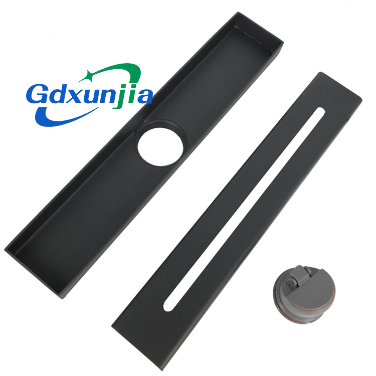 Drenaje de piso largo y recto, desagüe de piso gris con pistola cuadrada de gran desplazamiento