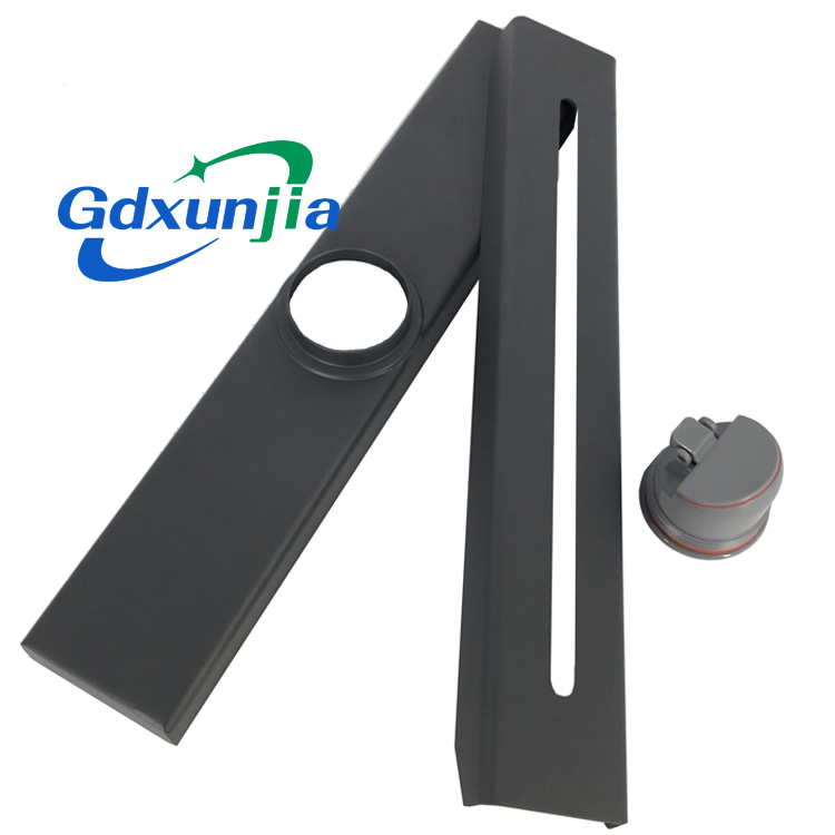 Drenaje de piso largo y recto, desagüe de piso gris con pistola cuadrada de gran desplazamiento