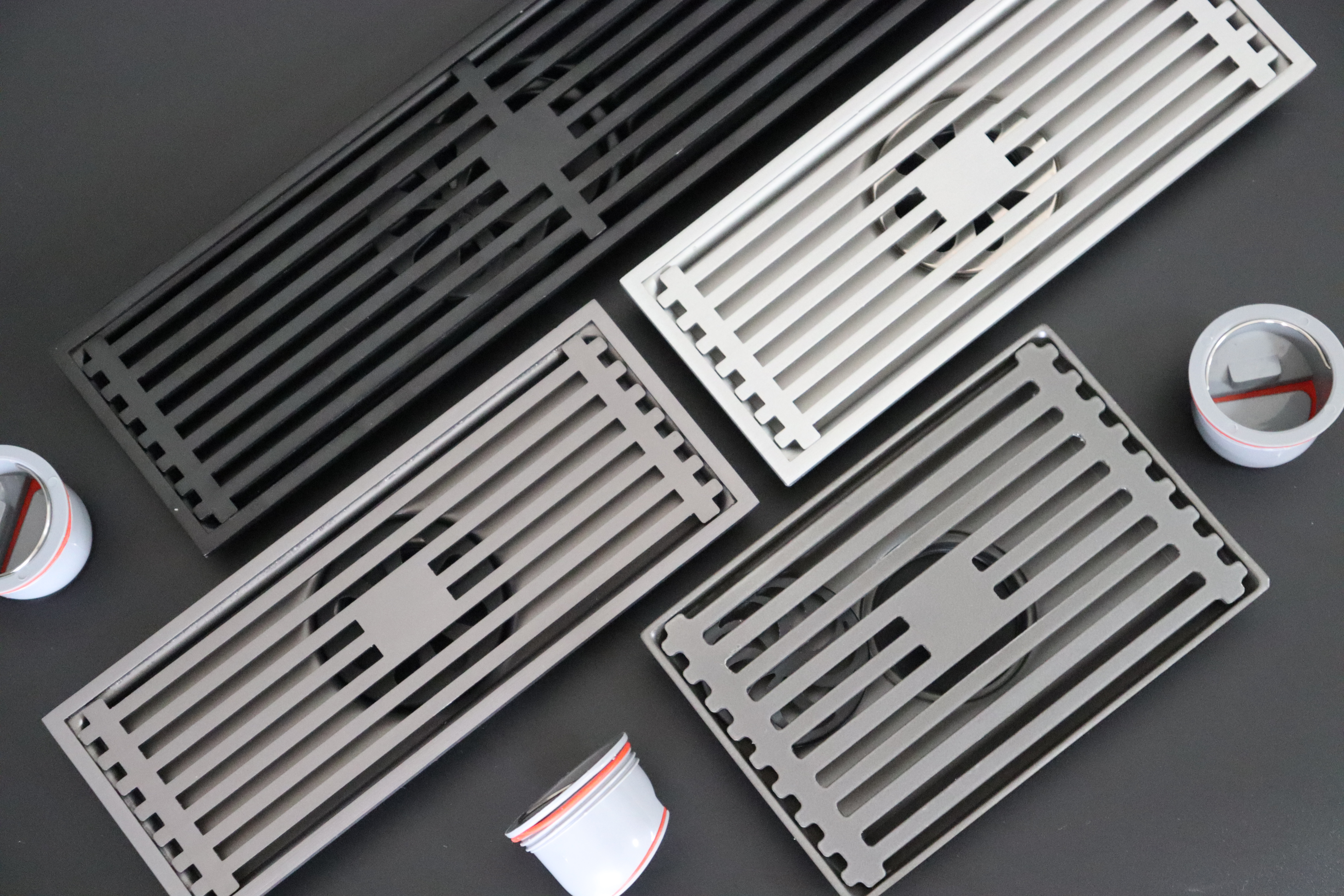 820/830 black, gun gray, nickel brushed thickened long floor drain